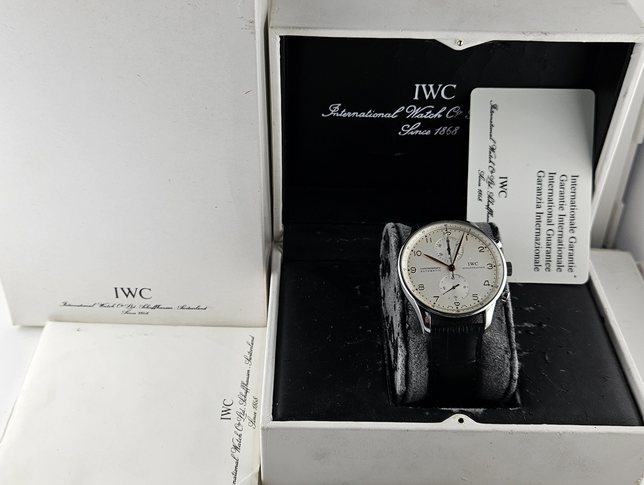 WC Portuguese Chronograph 41mm Rif. IW371401 – Quadrante Bianco (Full Set 2001 – Cinturino Nuovo) - immagine 2
