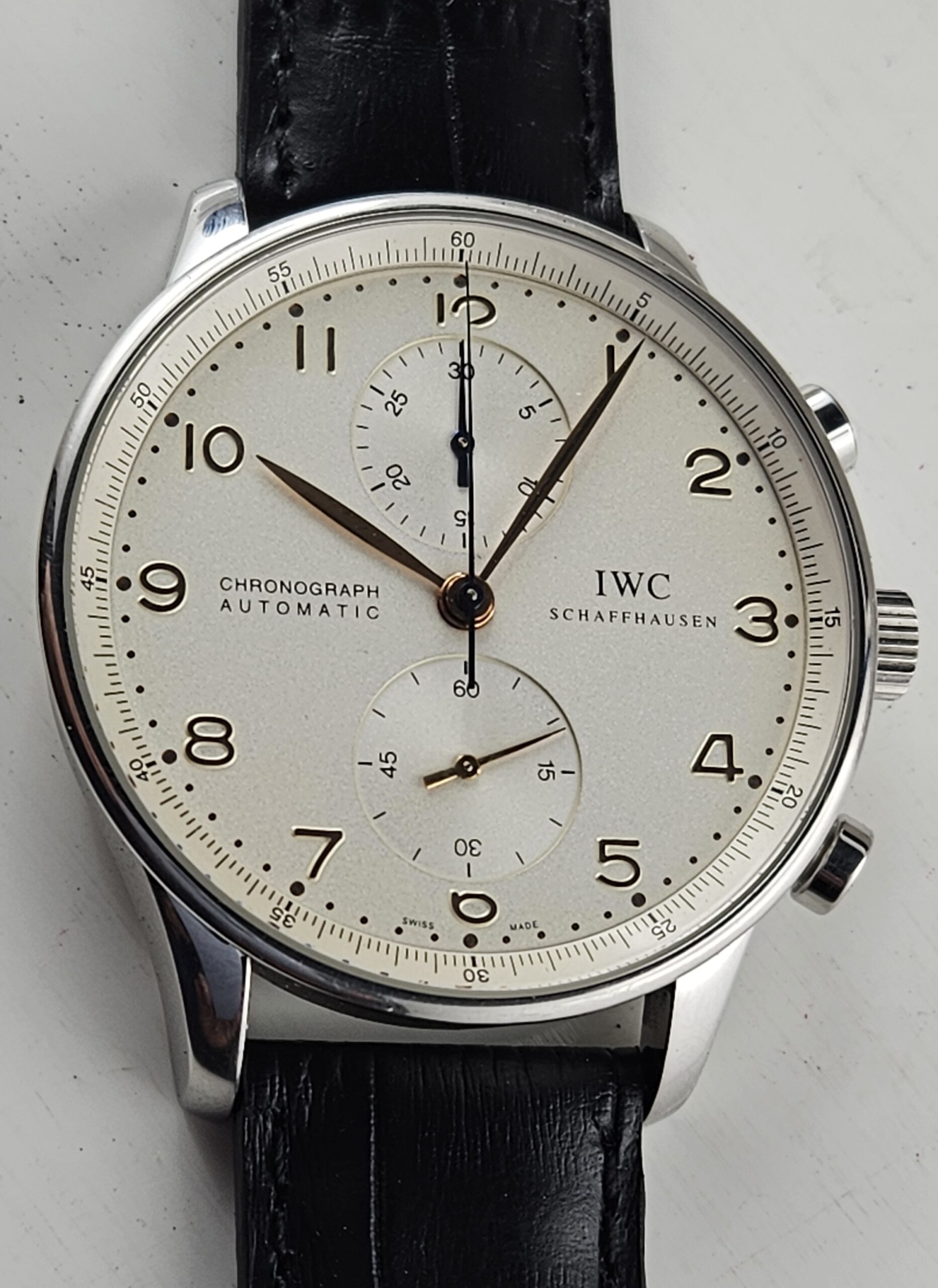WC Portuguese Chronograph 41mm Rif. IW371401 – Quadrante Bianco (Full Set 2001 – Cinturino Nuovo) - immagine 14