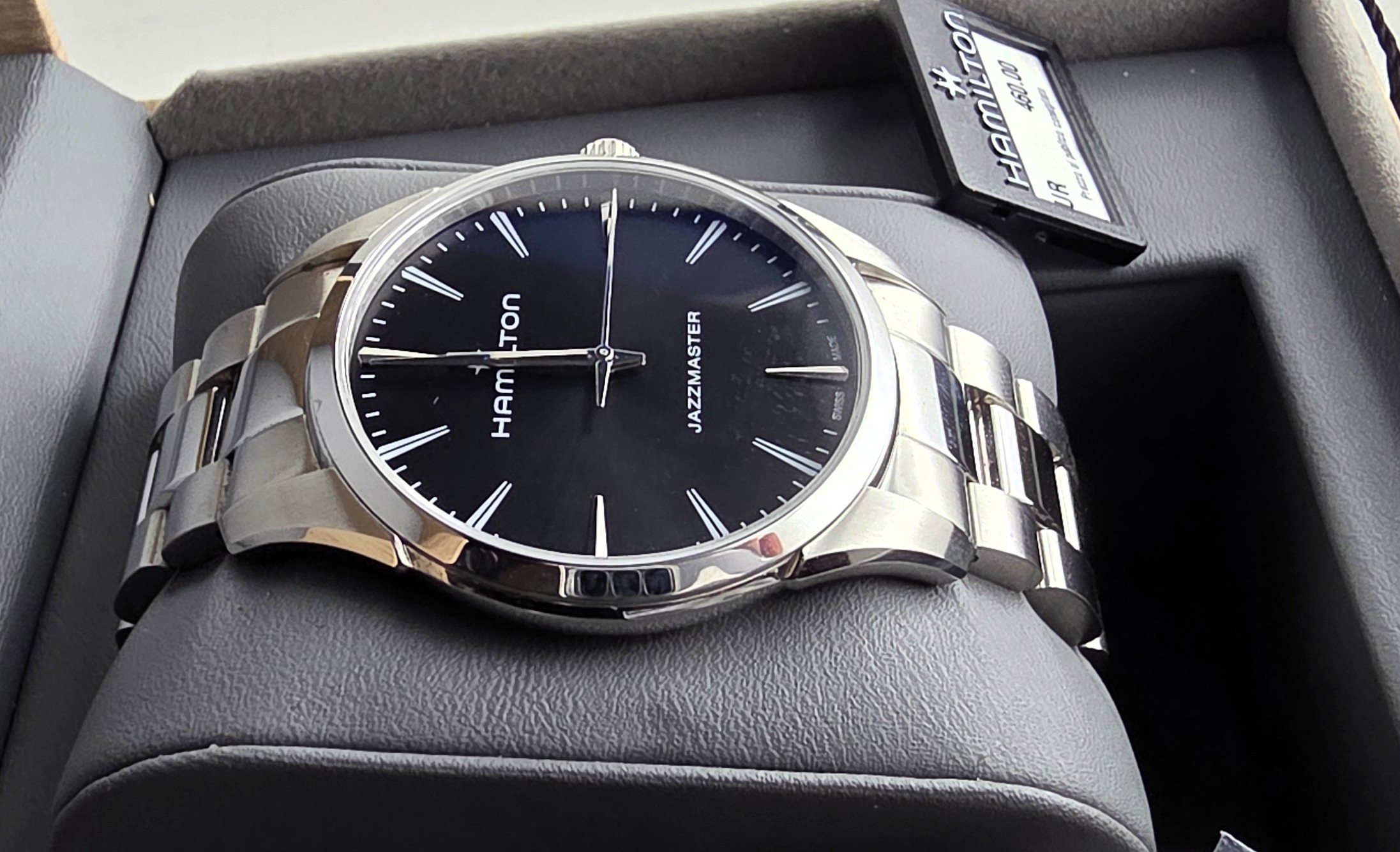 Hamilton Jazzmaster Quartz 40mm Black Dial – Acciaio (Full Set - Rif. H32461131) - immagine 4